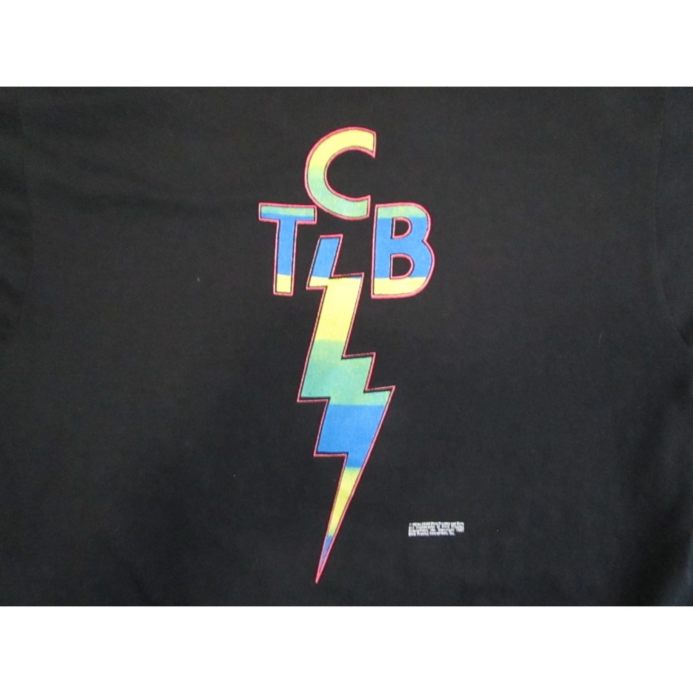 Vintage Elvis Presley Shirt Mens Large Black Screen Stars 1989 TCB Lightning